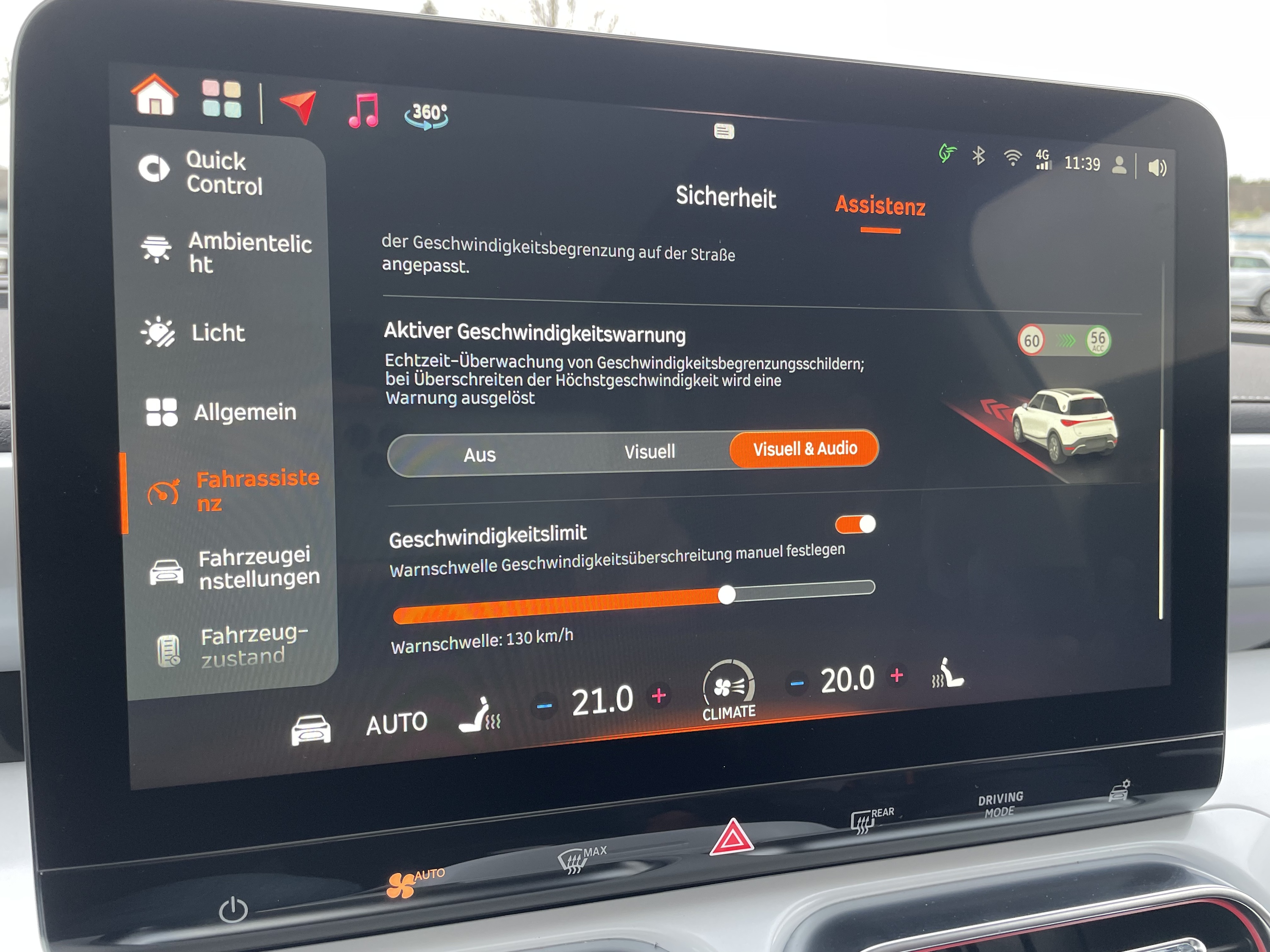 Einstellungen Assistenzsysteme